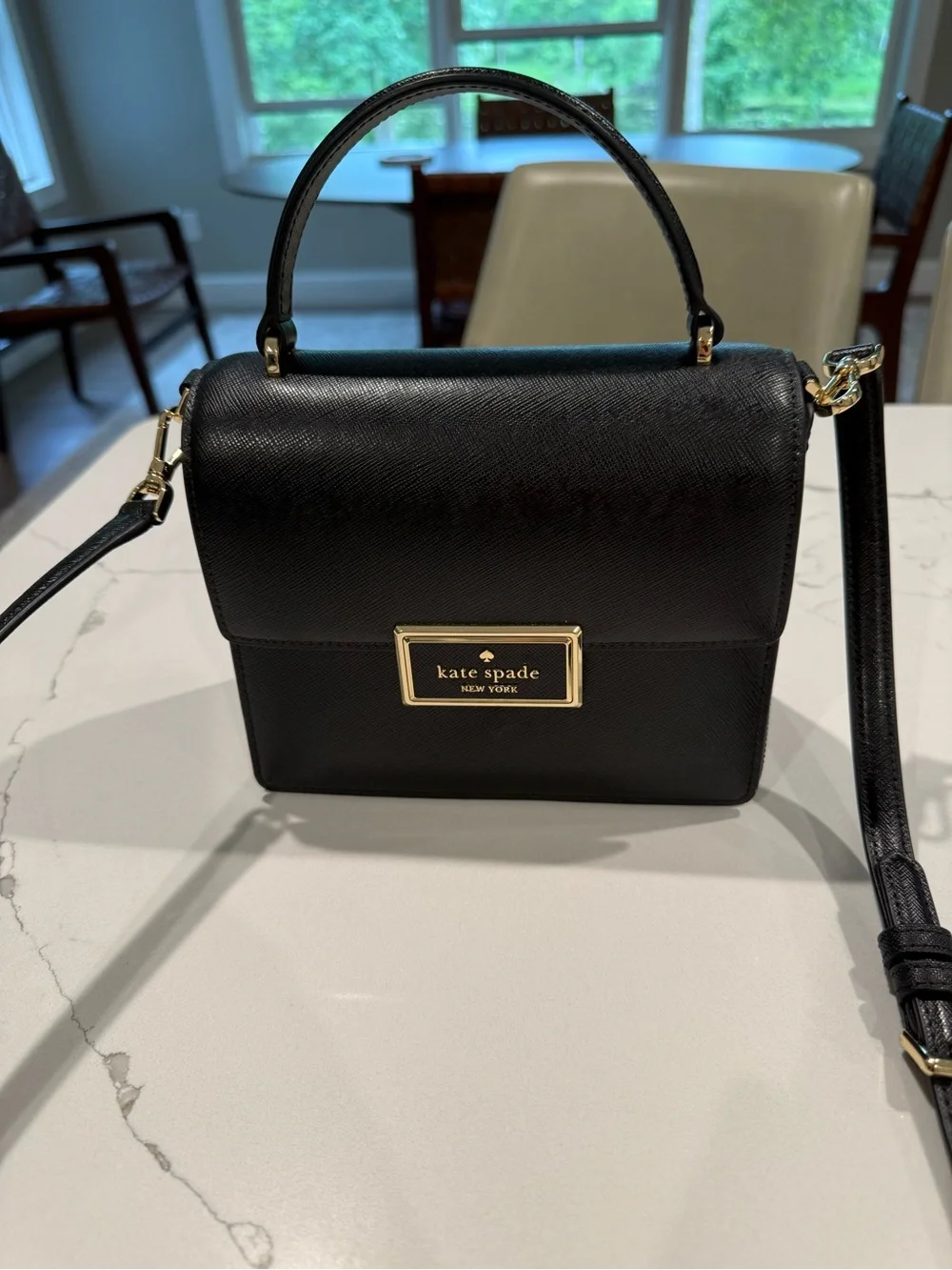 kate spade Reegan  Leather Top-Handle Crossbody in Black - Picture 7 of 11